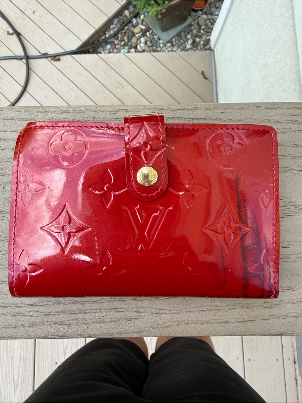 Louis Vuitton Red Vernis Patent Monogram Snap Wallet